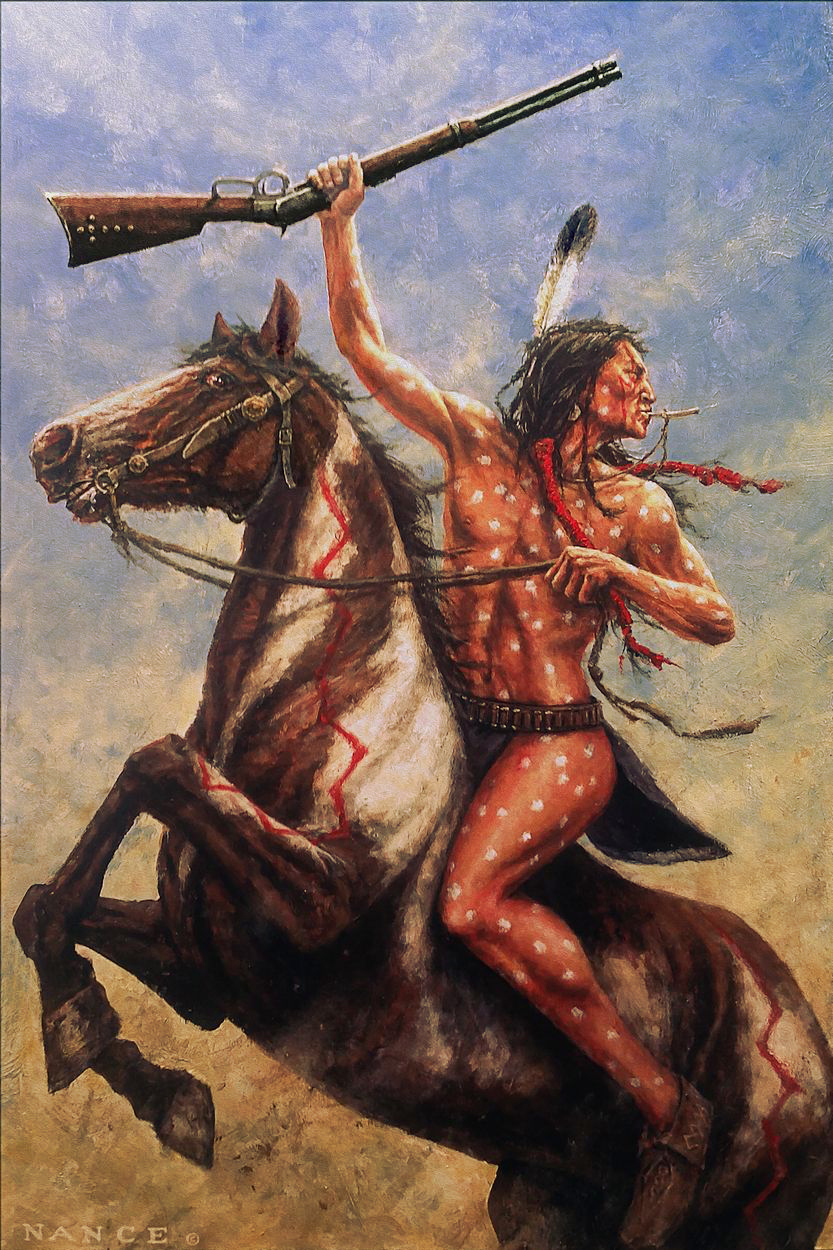 "Crazy Horse", by Dan Nance: http://www.dannance.com/native-american/9vx3f2s2zw0ogkq6zhxd98gnaj3nau